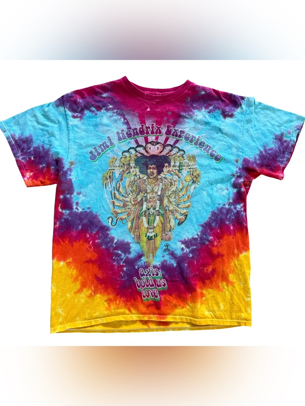 Liquid Blue Jimi Hendrix Axis Bold As Love Tie Dye Graphic Band Tee Size L Y2K